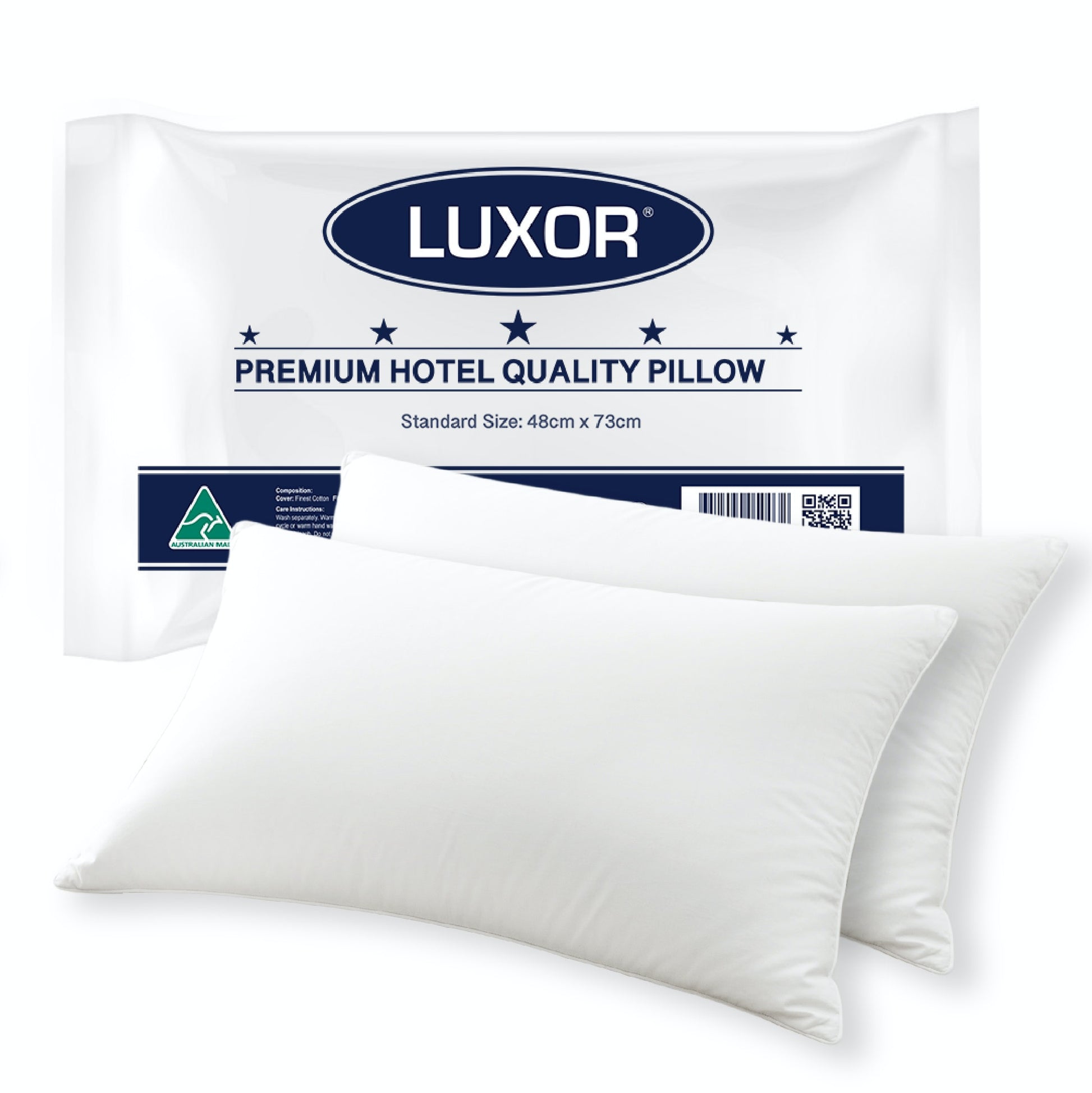 Luxor Australian Made Hotel Quality Pillow Standard Size Twin Pack V535-HOTEL-PILLOW-X2