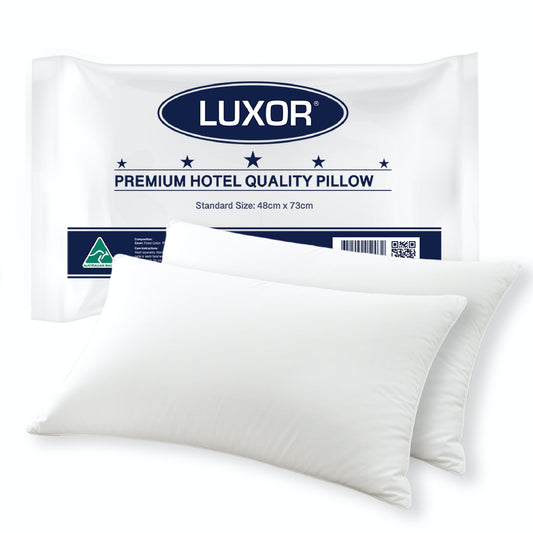 Luxor Australian Made Hotel Quality Pillow Standard Size Twin Pack V535-HOTEL-PILLOW-X2