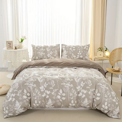 Dreamfields - Canvas Fleur Quilt Cover Set - (3pcs, Queen Size) V535-QC-CANVAS-FLEUR-Q