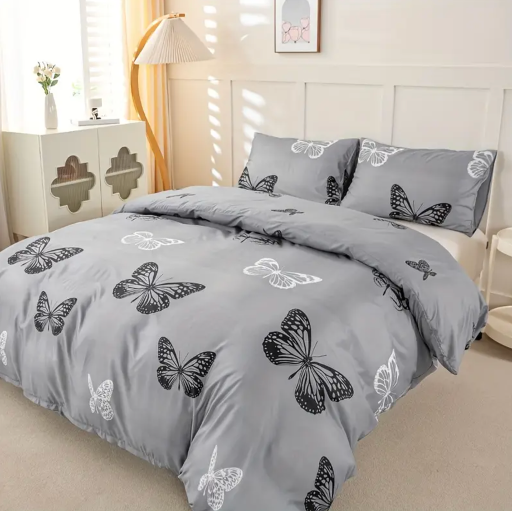 Dreamfields - Mono Papilio Quilt Cover Set - (3pcs, Queen Size) V535-QC-MONO-PAPILIO-Q