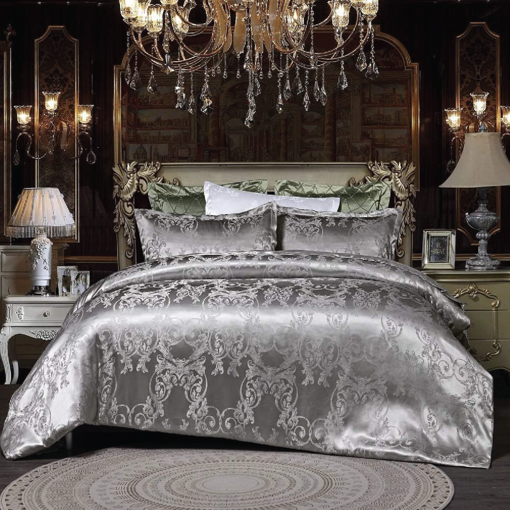 Dreamfields - Silvery Royal Quilt Cover Set - (3pcs, Double Size) V535-QC-SILVERY-ROYAL-D