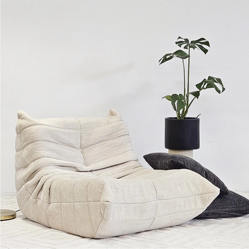 Vacuum-Packed, Comfy Mid Century Togo Lounge Sofa Modern Backrest White Corduroy Armless Retro Decorative V541-AMCHAIR-TOGO-WH