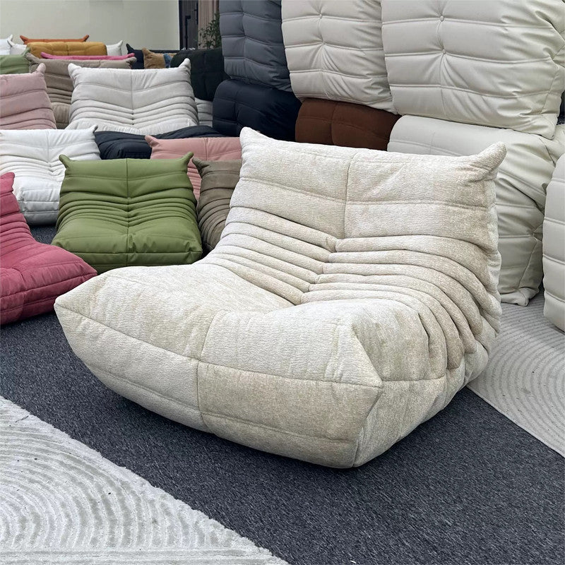 Vacuum-Packed, Comfy Mid Century Togo Lounge Sofa Modern Backrest White Corduroy Armless Retro Decorative V541-AMCHAIR-TOGO-WH