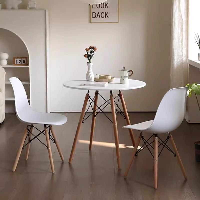 Wood Dining Table for 2-4 People,80cm DIA Modern Round Kitchen Table with Wood Legs for Dining Room, Living V541-AWS-017-1