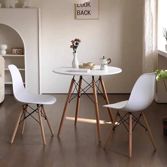Wood Dining Table for 2-4 People,80cm DIA Modern Round Kitchen Table with Wood Legs for Dining Room, Living V541-AWS-017-1