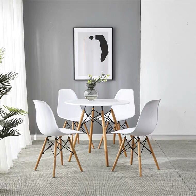 Wood Dining Table for 2-4 People,80cm DIA Modern Round Kitchen Table with Wood Legs for Dining Room, Living V541-AWS-017-1