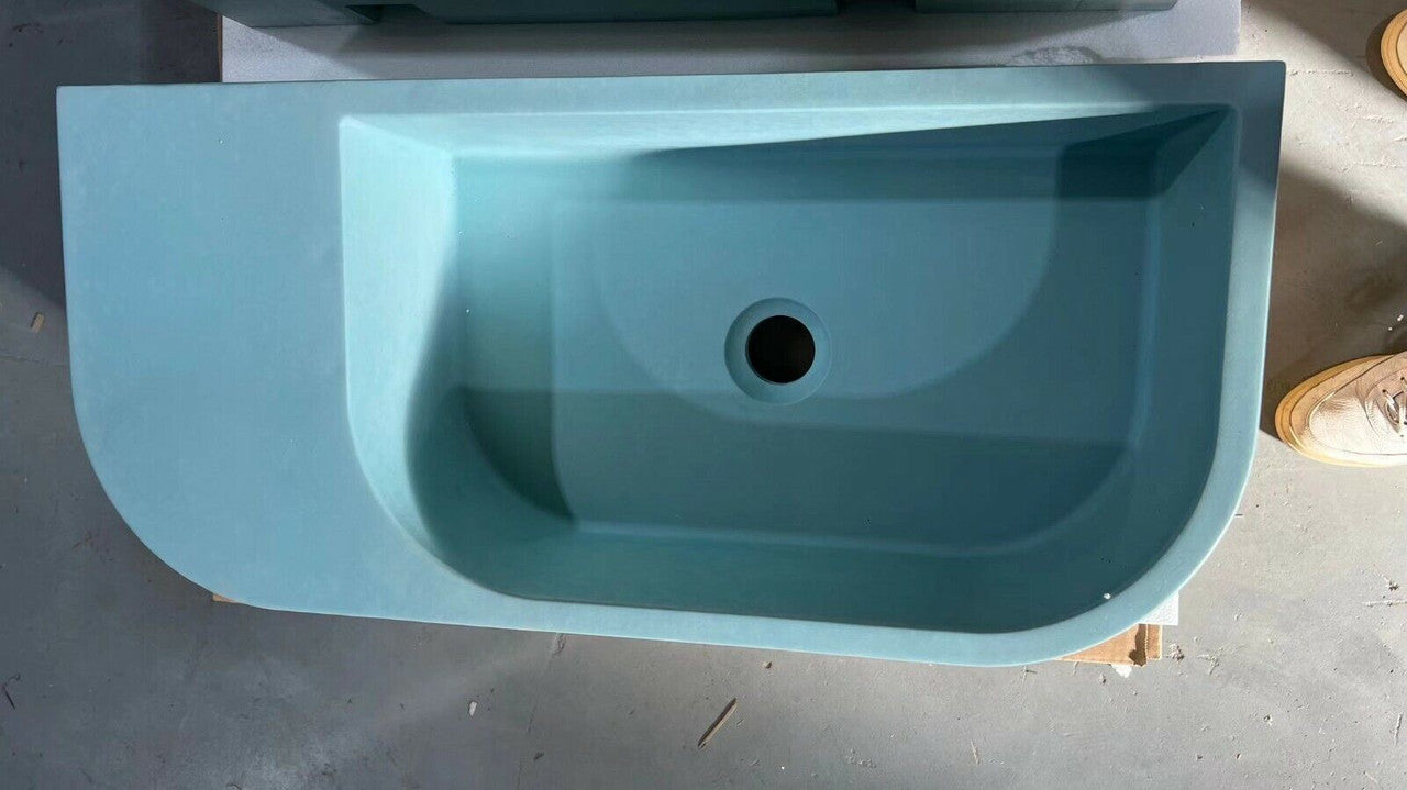 New Concrete Cement Wash Basin Counter Top Matte Teal Wall Hung Basin V549-6530CONBLUE