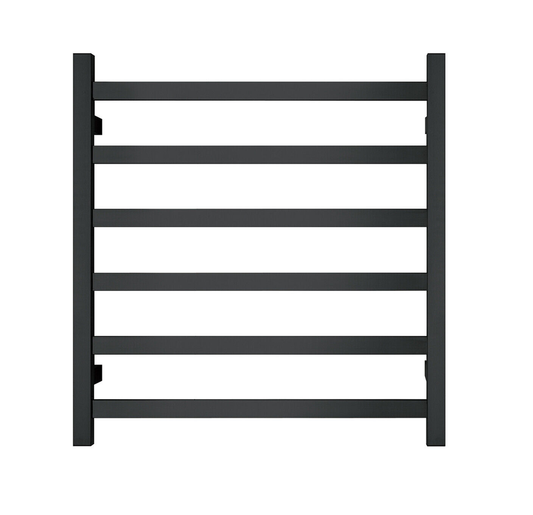 Premium Matte Black Towel Rack - 6 Bars, Square Design, AU Standard, 650x620mm Wide V549-6562SQUAREBLACK