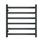 Premium Matte Black Heated Towel Rack - 6 Bars, Square Design, AU Standard, 650x620mm Wide V549-6562SQUAREHEATBLACK