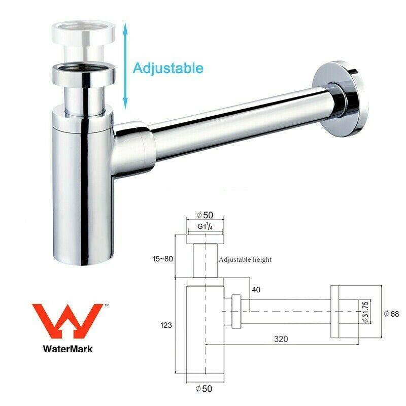 2023 Brushed Nickel p trap ROUND BOTTLE TRAP 32/40 mm WASTE for wall hung basin vanit V549-BOTTLENICKEL