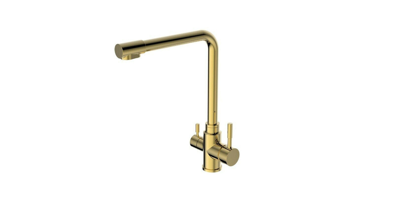 2023 Brushed Brass Gold L shape 3 way filter water kitchen mixer tap faucet Stainless steel Made PVD plated V549-GOLD3WAYL
