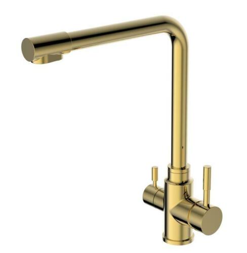 2023 Brushed Brass Gold L shape 3 way filter water kitchen mixer tap faucet Stainless steel Made PVD plated V549-GOLD3WAYL