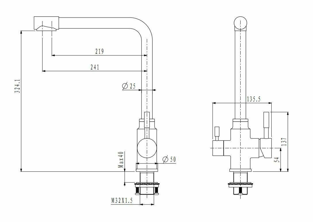 2023 Brushed Brass Gold L shape 3 way filter water kitchen mixer tap faucet Stainless steel Made PVD plated V549-GOLD3WAYL