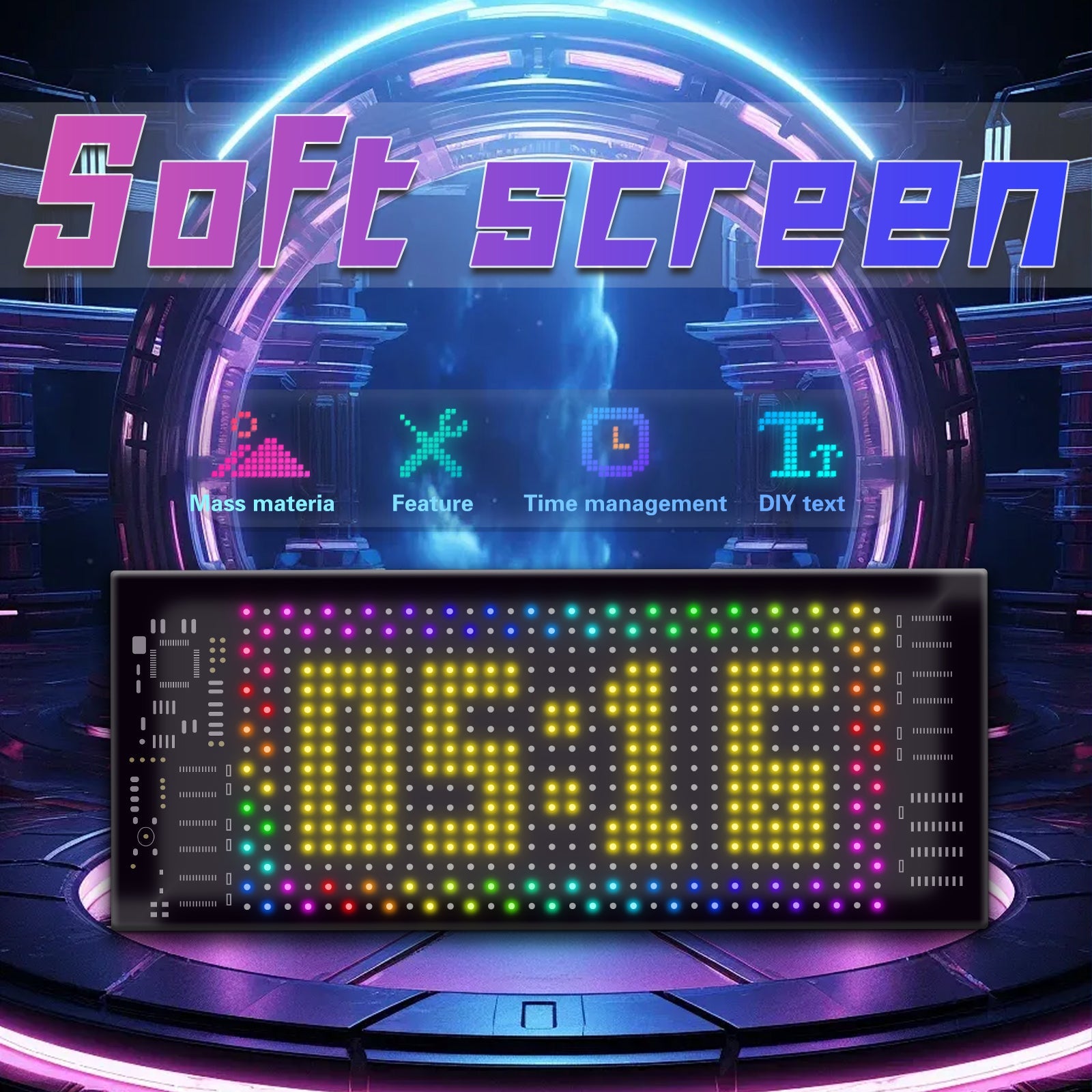 Programmable LED Matrix Panel Flexible Screen IP65 with APP Control 70*173mm V558-GP-LEDS-01