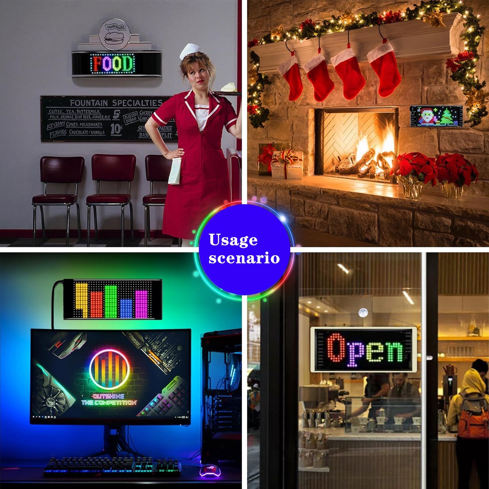 Programmable LED Matrix Panel Flexible Screen IP65 with APP Control 70*173mm V558-GP-LEDS-01