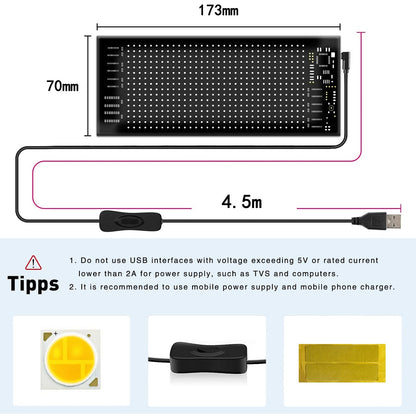 Programmable LED Matrix Panel Flexible Screen IP65 with APP Control 70*173mm V558-GP-LEDS-01
