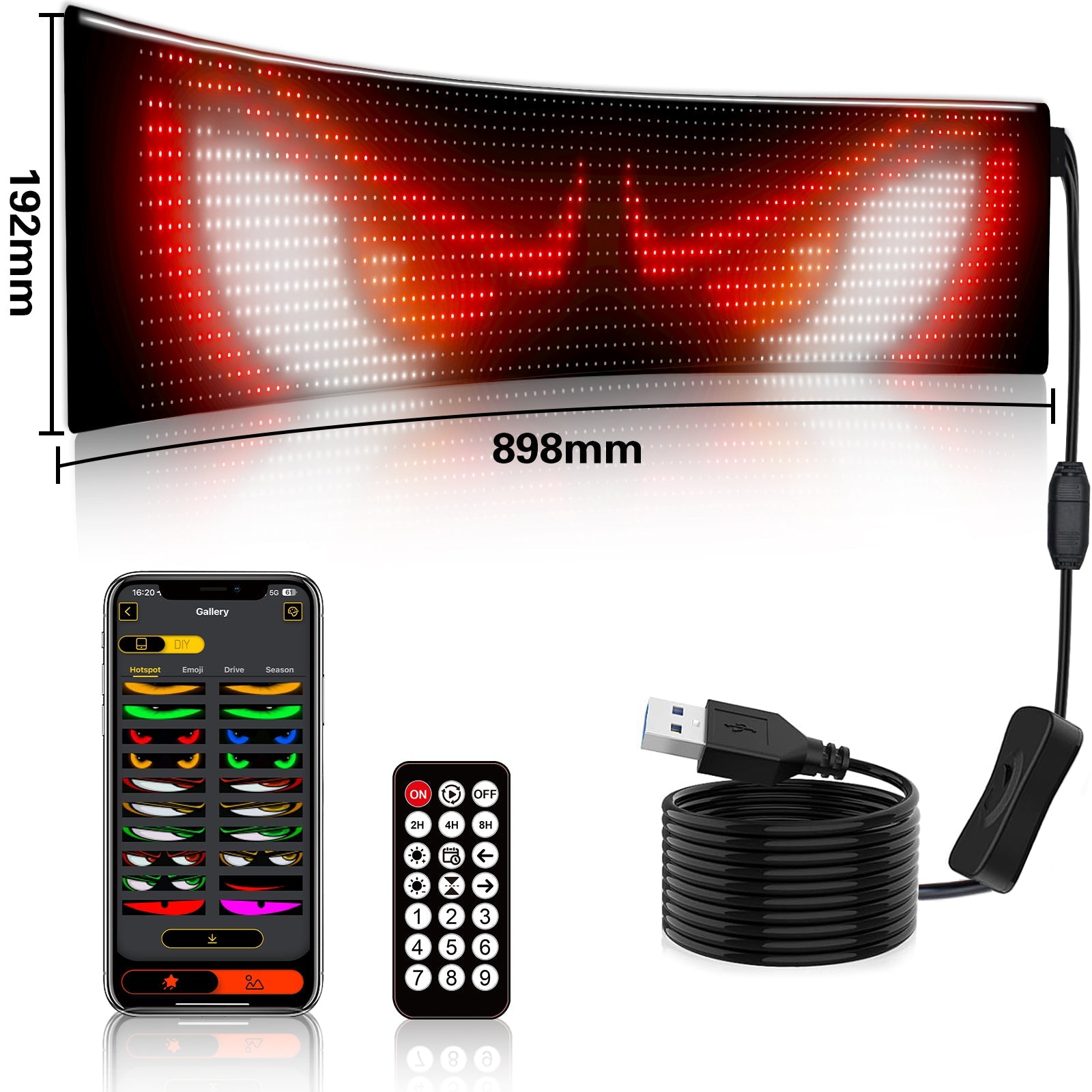 Programmable LED Matrix Panel Flexible Screen IP65 with APP Control 192*898mm V558-GP-LEDS-03
