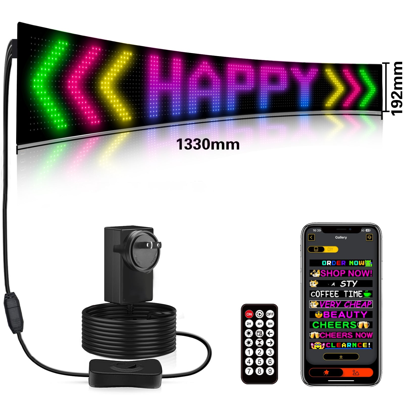 Programmable LED Matrix Panel Flexible Screen IP65 with APP Control 192*1330mm V558-GP-LEDS-04