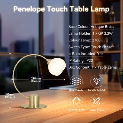 Penelope Touch Table Lamp - Antique Brass V558-LL-09-0241AB