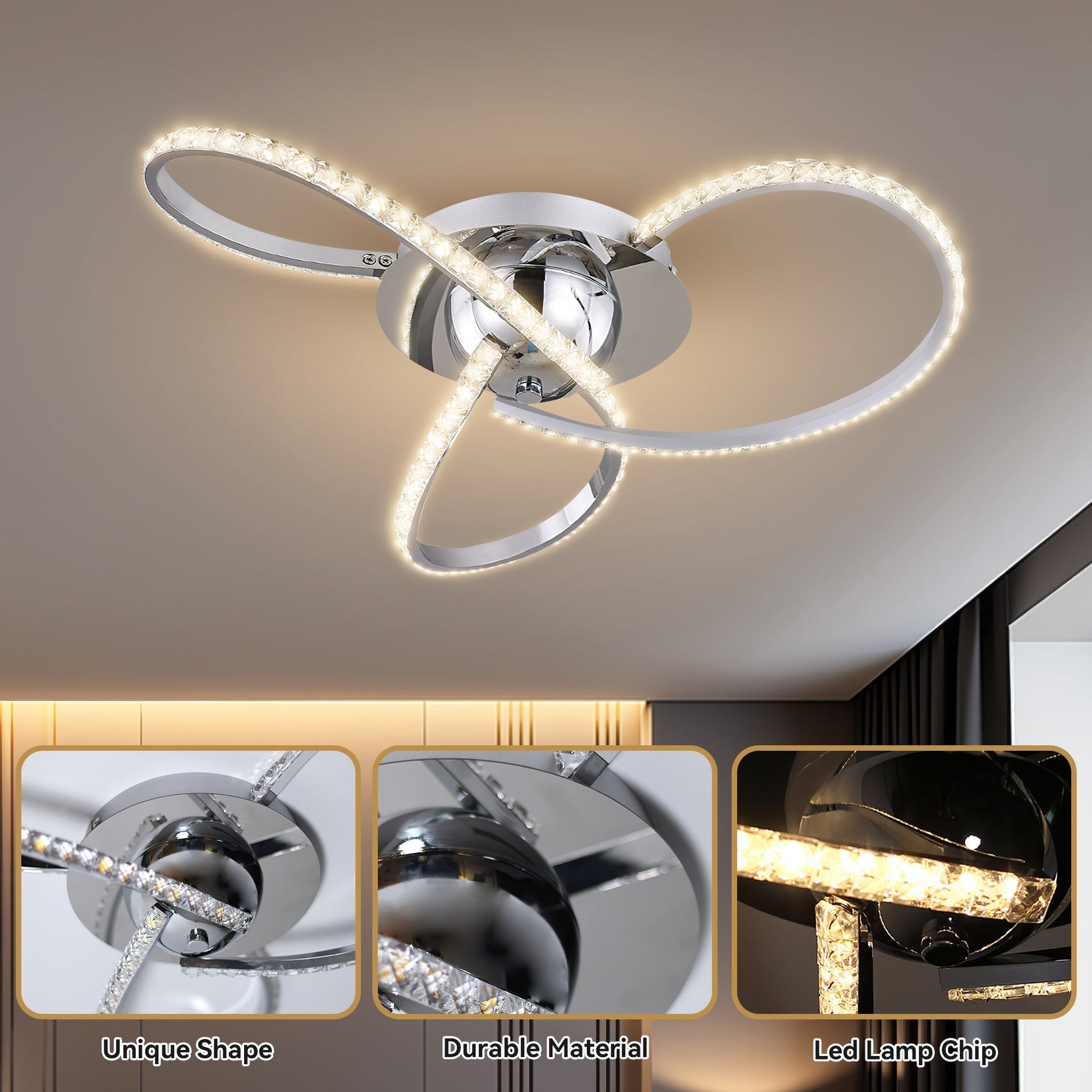 Irie Dimmable 3 Lights LED Ceiling Light - Chrome V558-LL002CL011CH