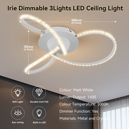 Irie Dimmable 3 Lights LED Ceiling Light - White V558-LL002CL011W