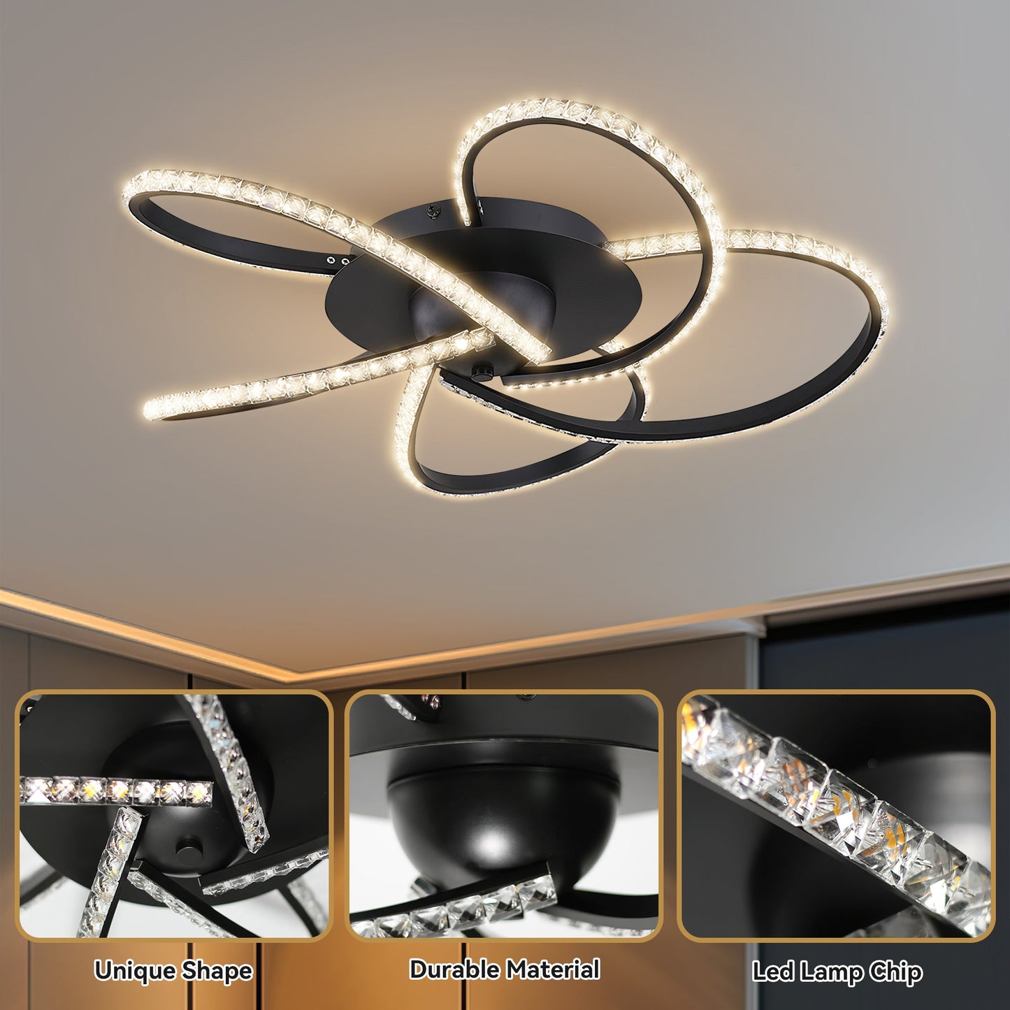 Irie Dimmable 5 Lights LED Ceiling Light - Black V558-LL002CL012B