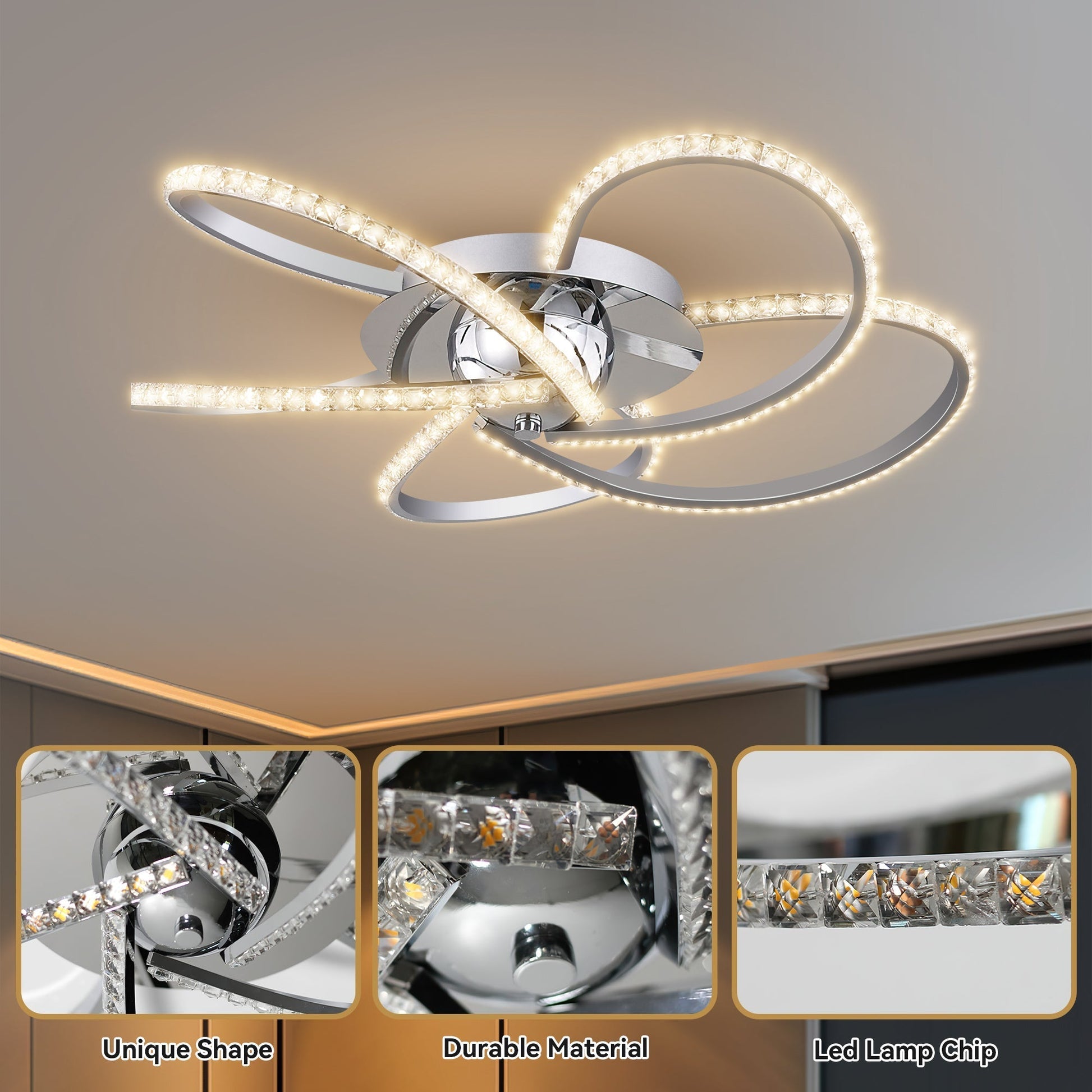 Irie Dimmable 5 Lights LED Ceiling Light - Chrome V558-LL002CL012CH