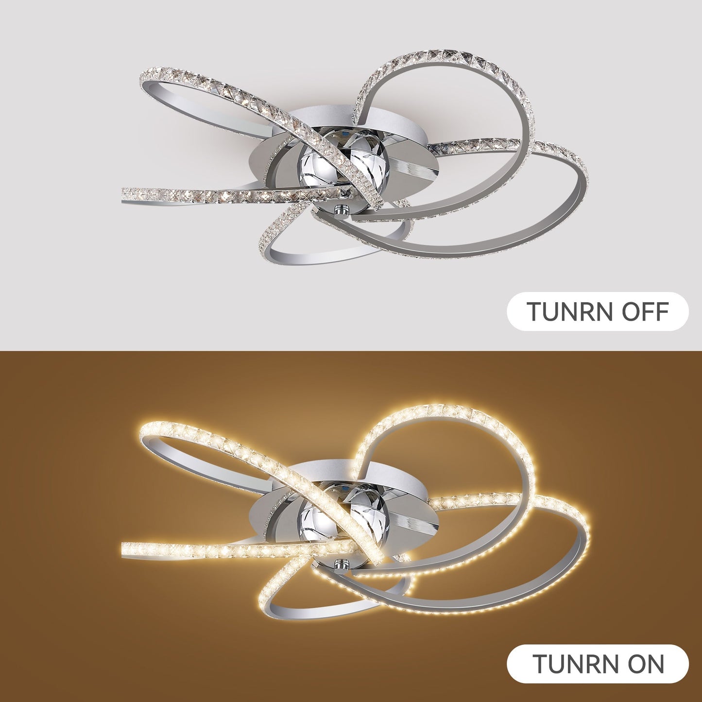 Irie Dimmable 5 Lights LED Ceiling Light - Chrome V558-LL002CL012CH