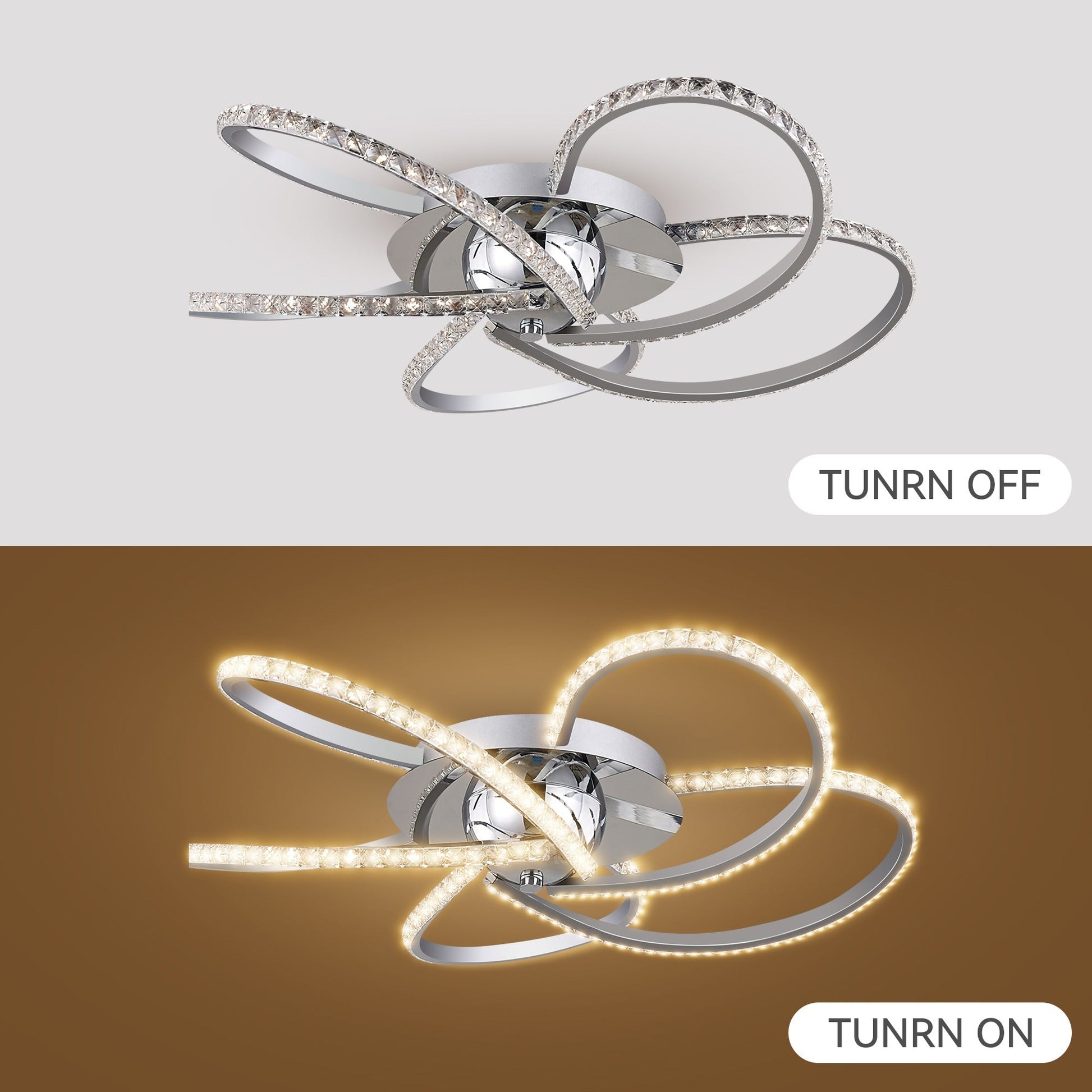 Irie Dimmable 5 Lights LED Ceiling Light - Chrome V558-LL002CL012CH