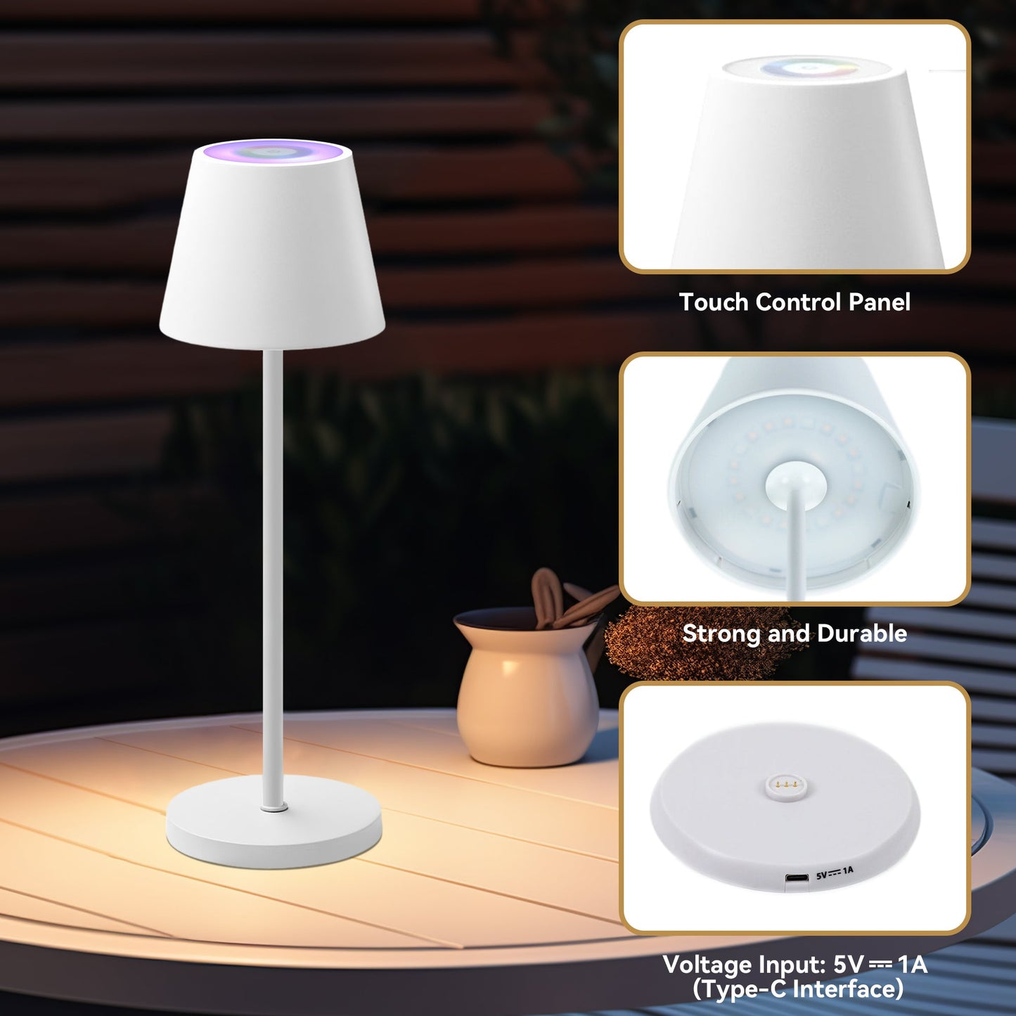 Enoki Portable RGB Table Lamp - White V558-LL0516W