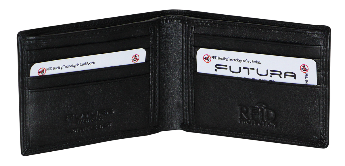 Futura Mens RFID Slim Genuine Leather Wallet - Black V563-00183L-BLACK