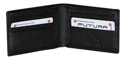 Futura Mens RFID Slim Genuine Leather Wallet - Black V563-00183L-BLACK