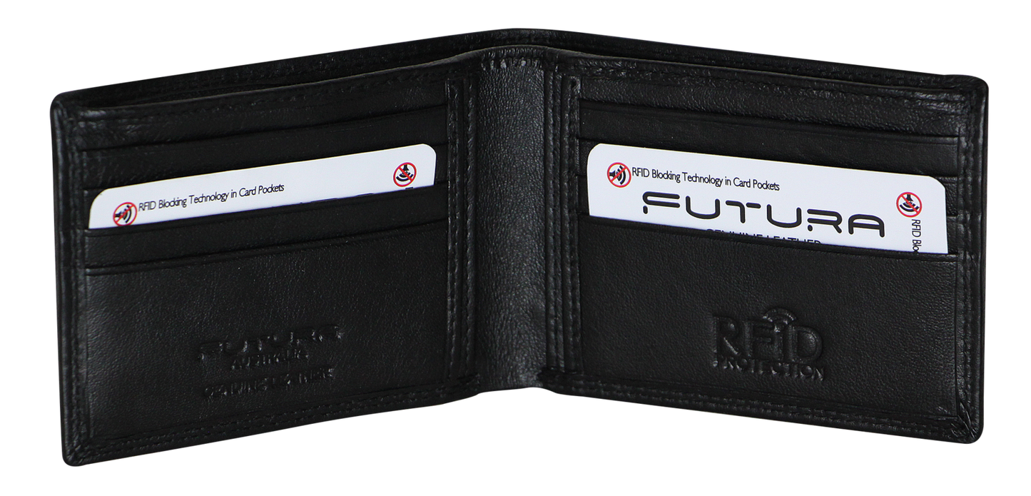 Futura Mens RFID Slim Genuine Leather Wallet - Black V563-00183L-BLACK