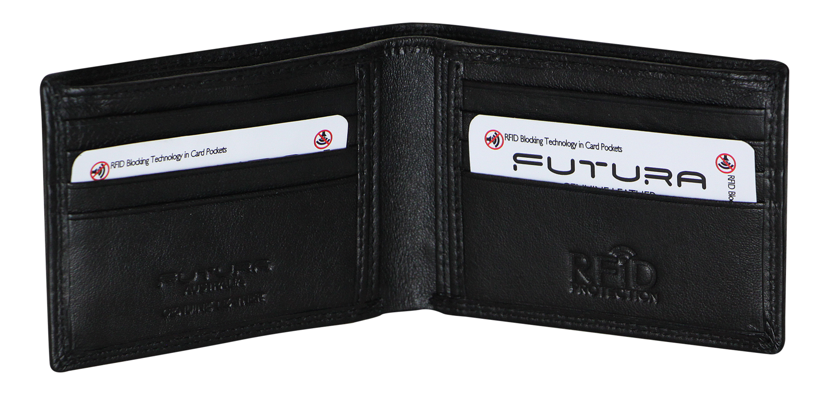 Futura Mens RFID Slim Genuine Leather Wallet - Black V563-00183L-BLACK