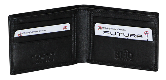 Futura Mens RFID Slim Genuine Leather Wallet - Black V563-00183L-BLACK