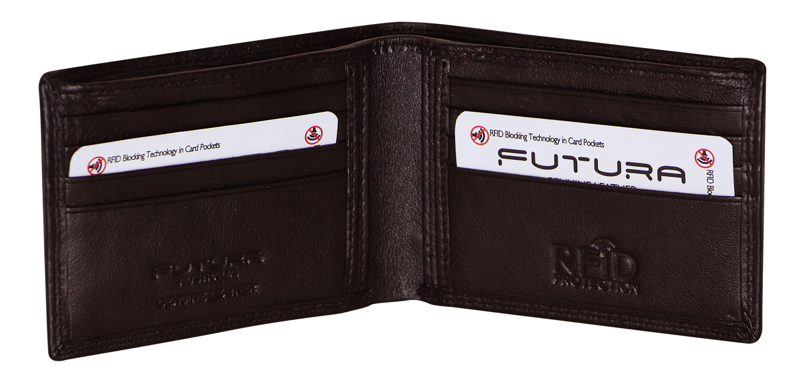 Futura Mens RFID Slim Leather Wallet - Brown V563-00183L-BROWN