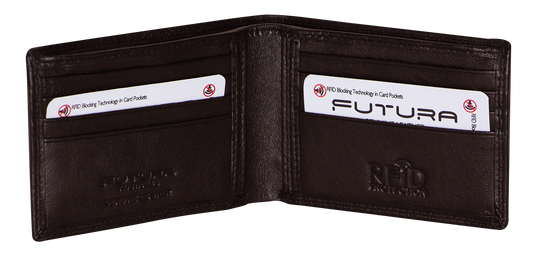 Futura Mens RFID Slim Leather Wallet - Brown V563-00183L-BROWN