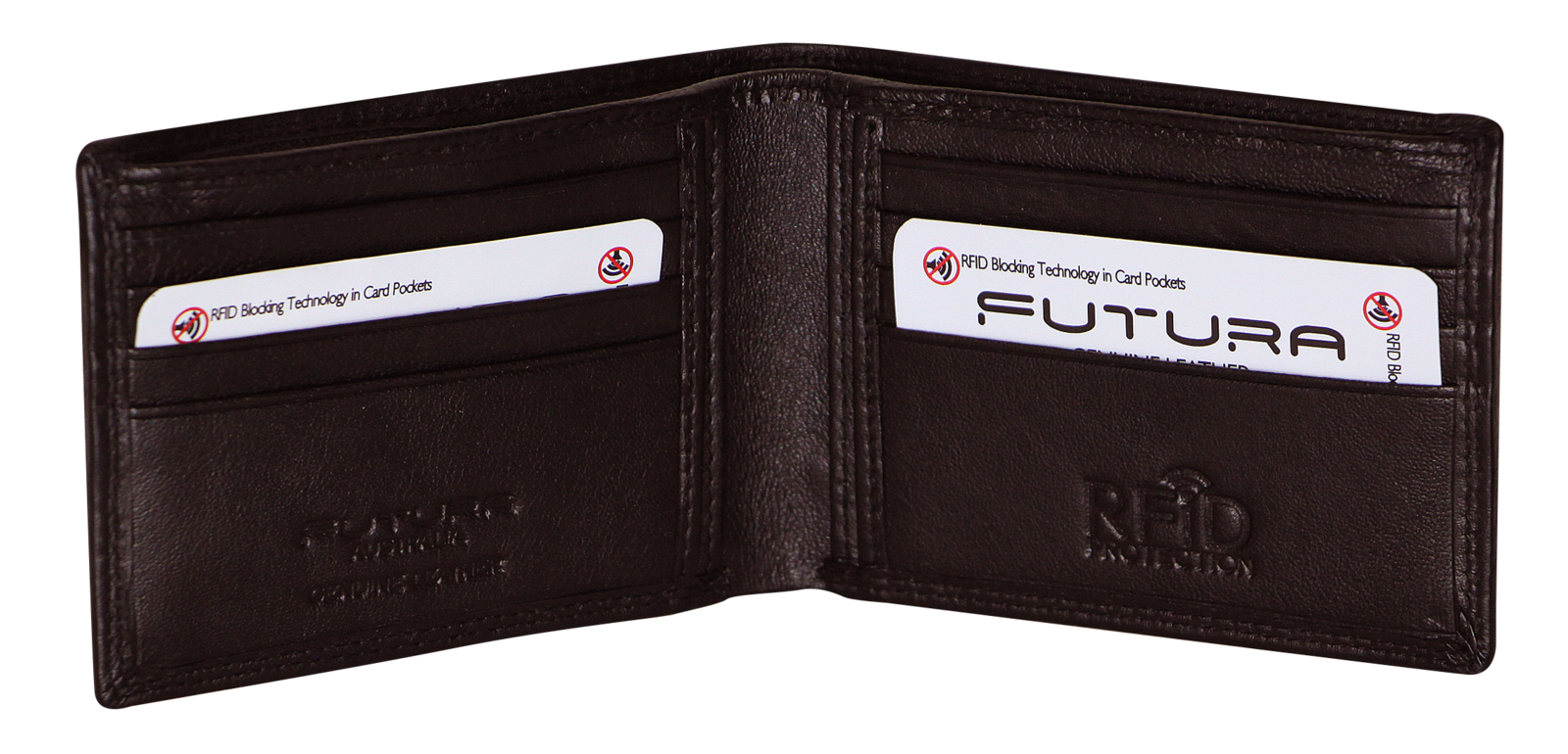Futura Mens RFID Slim Leather Wallet - Brown V563-00183L-BROWN