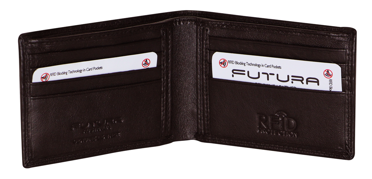 Futura Mens RFID Slim Leather Wallet - Brown V563-00183L-BROWN