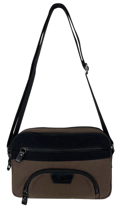 FIB Byron East West Sling Shoulder Bag Travel Adjustable Strap - Brown V563-00314C-BROWN