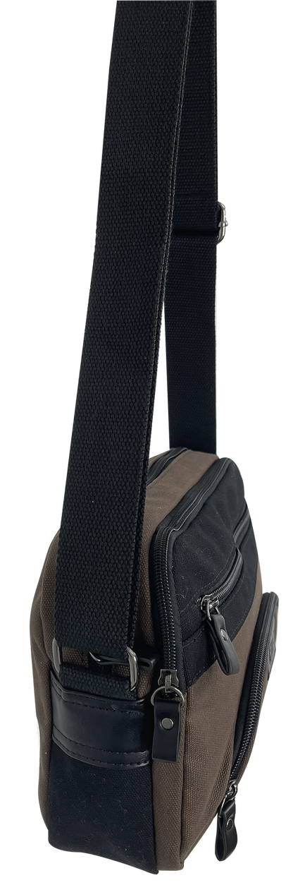 FIB Byron East West Sling Shoulder Bag Travel Adjustable Strap - Brown V563-00314C-BROWN