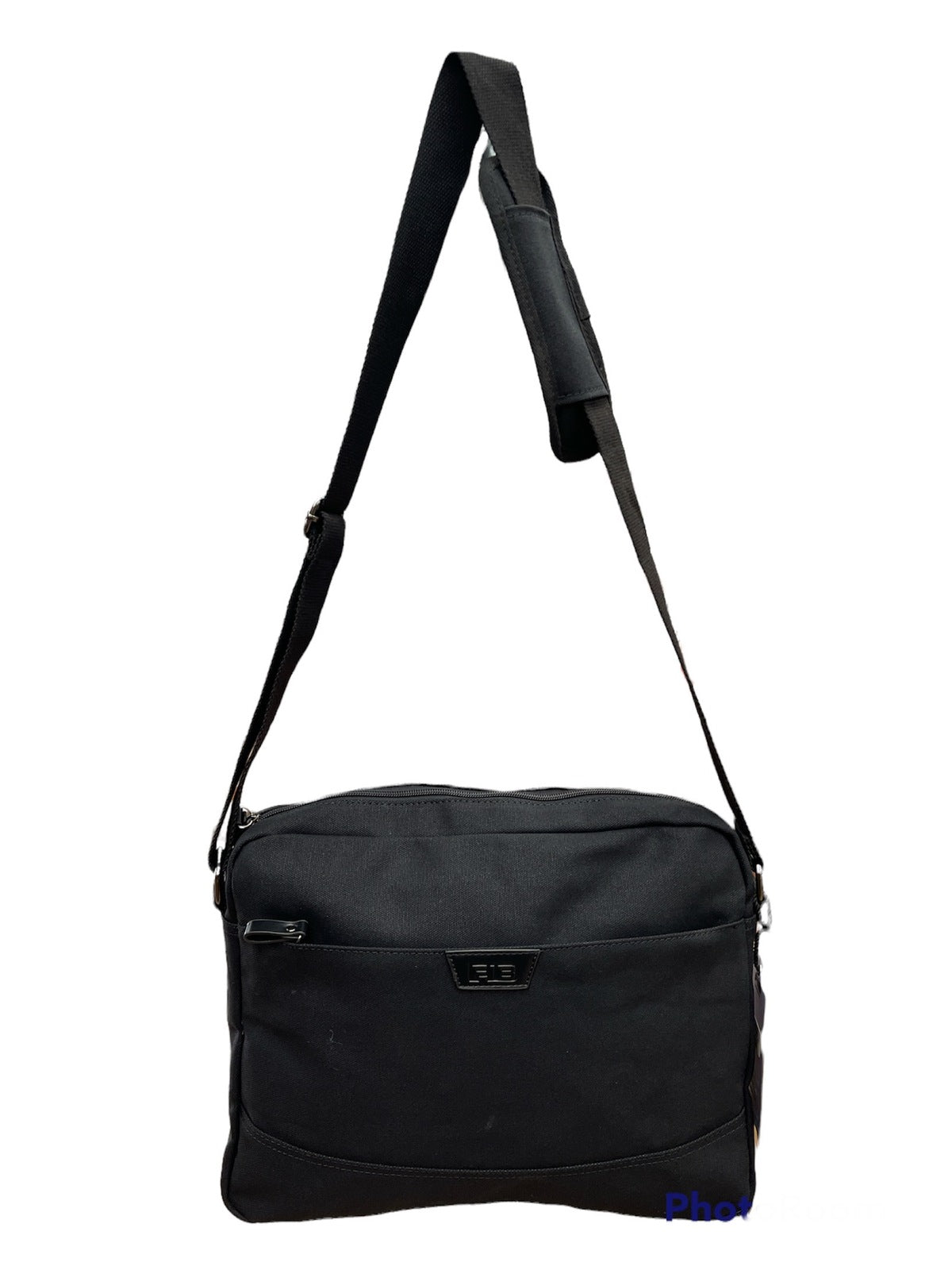 FIB Byron Canvas Laptop Messenger Bag - Black, Adjustable Strap, Fits 13" Laptop V563-00318C-BLACK