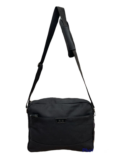 FIB Byron Canvas Laptop Messenger Bag - Black, Adjustable Strap, Fits 13" Laptop V563-00318C-BLACK