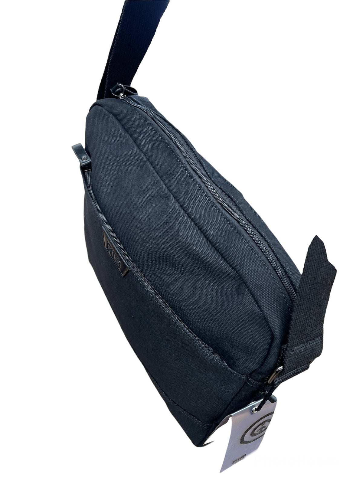 FIB Byron Canvas Laptop Messenger Bag - Black, Adjustable Strap, Fits 13" Laptop V563-00318C-BLACK