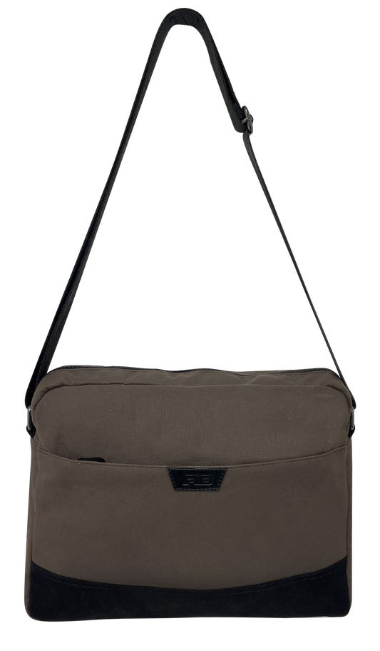 FIB Byron Canvas Laptop Messenger Bag Travel Shoulder Sling - Brown V563-00318C-BROWN