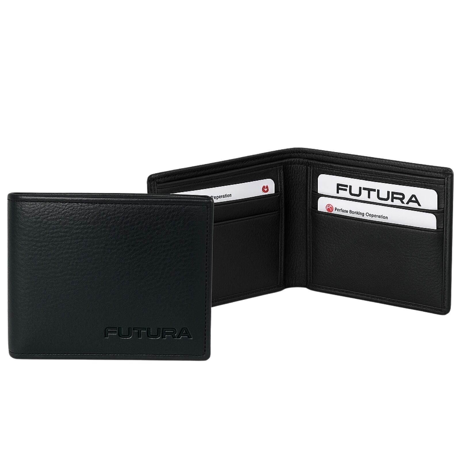 Futura Mens RFID Protected Slim Genuine Leather Wallet - Black V563-00377L-BLACK