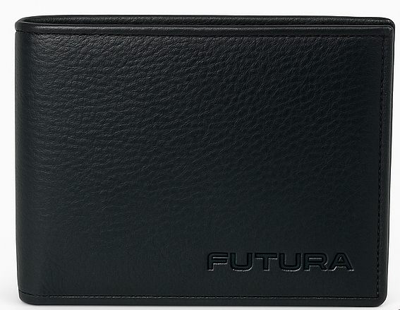 Futura Mens RFID Protected Slim Genuine Leather Wallet - Black V563-00377L-BLACK