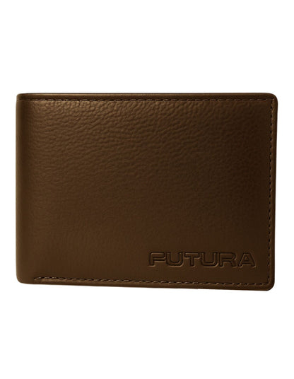 Futura Mens RFID Protected Slim Genuine Leather Wallet - Tan V563-00377L-TAN