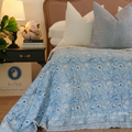 Wild Flower Ocean Reversible Quilt - Blue (Size: King 228 cm x 274 cm) V563-0097