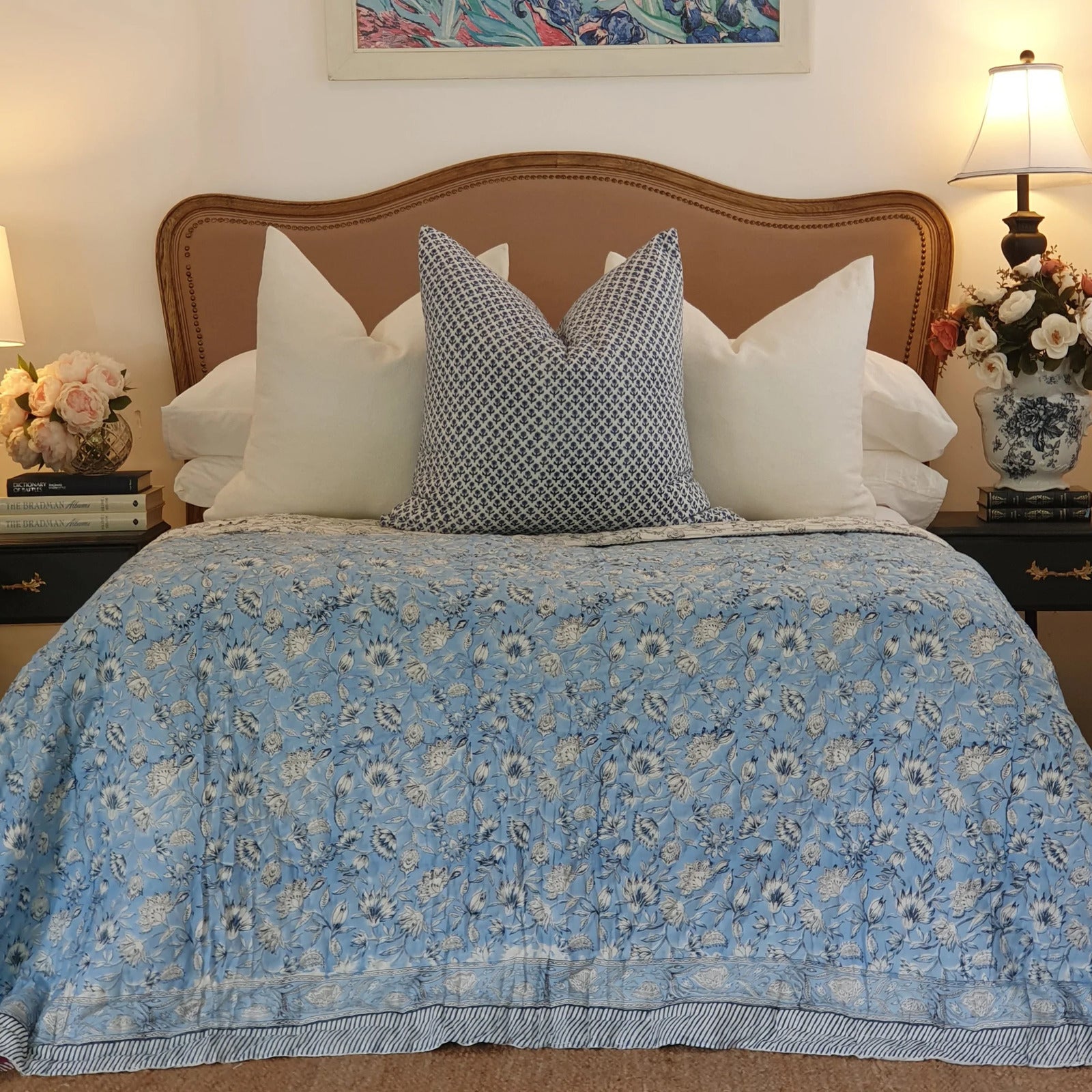 Wild Flower Ocean Reversible Quilt - Blue (Size: King 228 cm x 274 cm) V563-0097